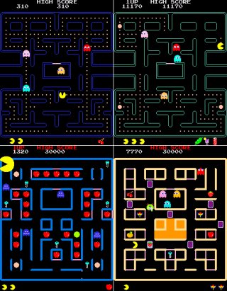 Os quatro jogos inclusos no Super Pac-Man TV Game