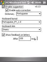 Tela de configuração do PocketCM Keyboard