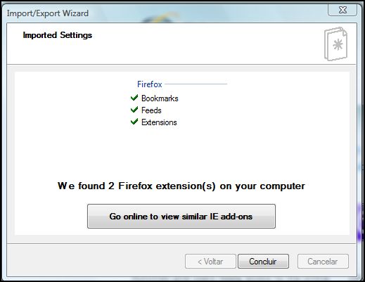 O IE8 encontrou duas extensões do Firefoxâ€¦